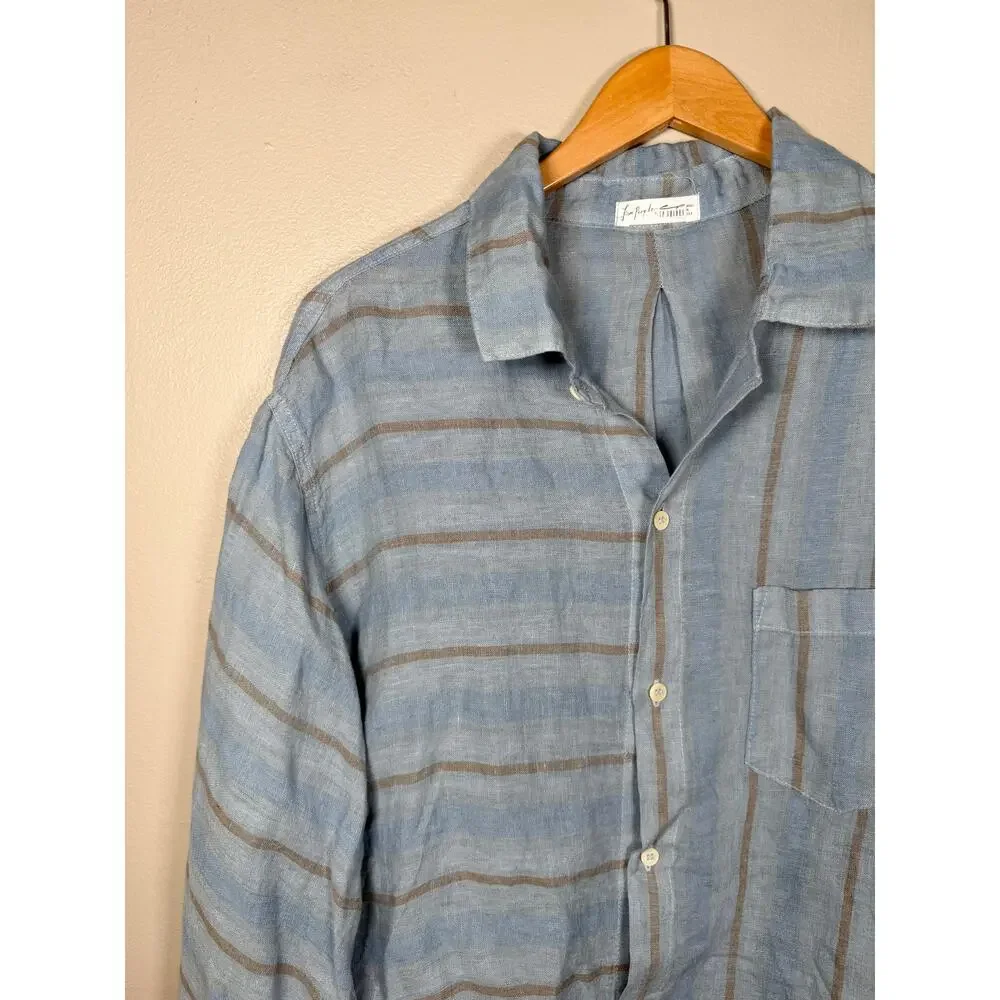 NWOT Free People x CP Shades Mixed Plaid Linen Double Cloth Top L $250 - Picture 8 of 12
